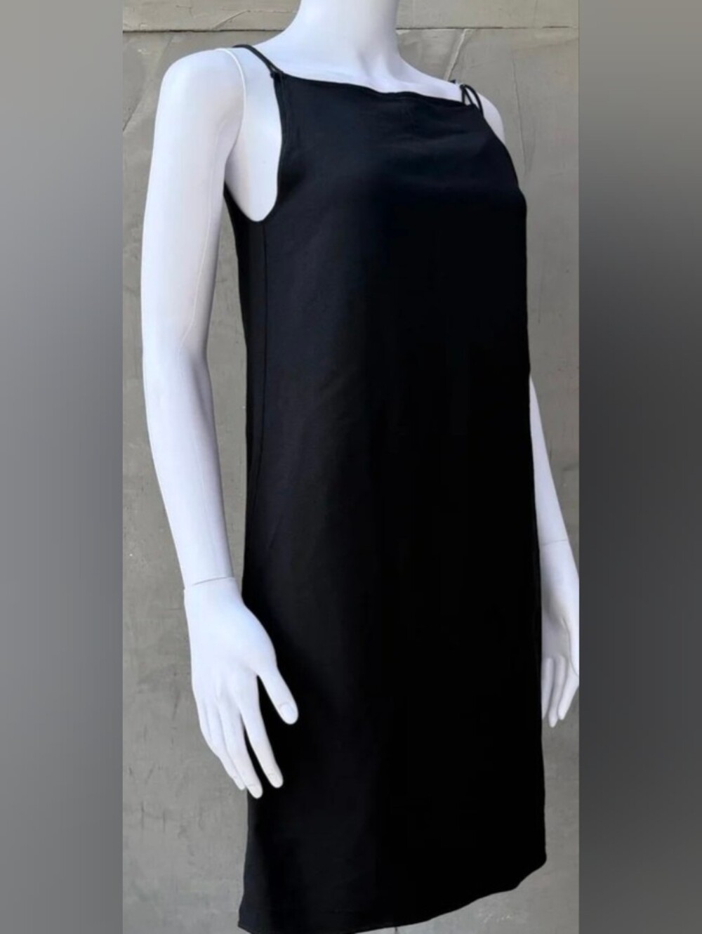 FRANCISCO COTA BY CK. Elegant Black Slip PANEL WRAP Dress with Spaghetti Straps